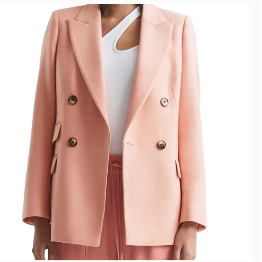Reiss Logan Blazer 2 NWT Pink Jacket Academia Prep Career Old Money Luxury - Picture 4 of 12
